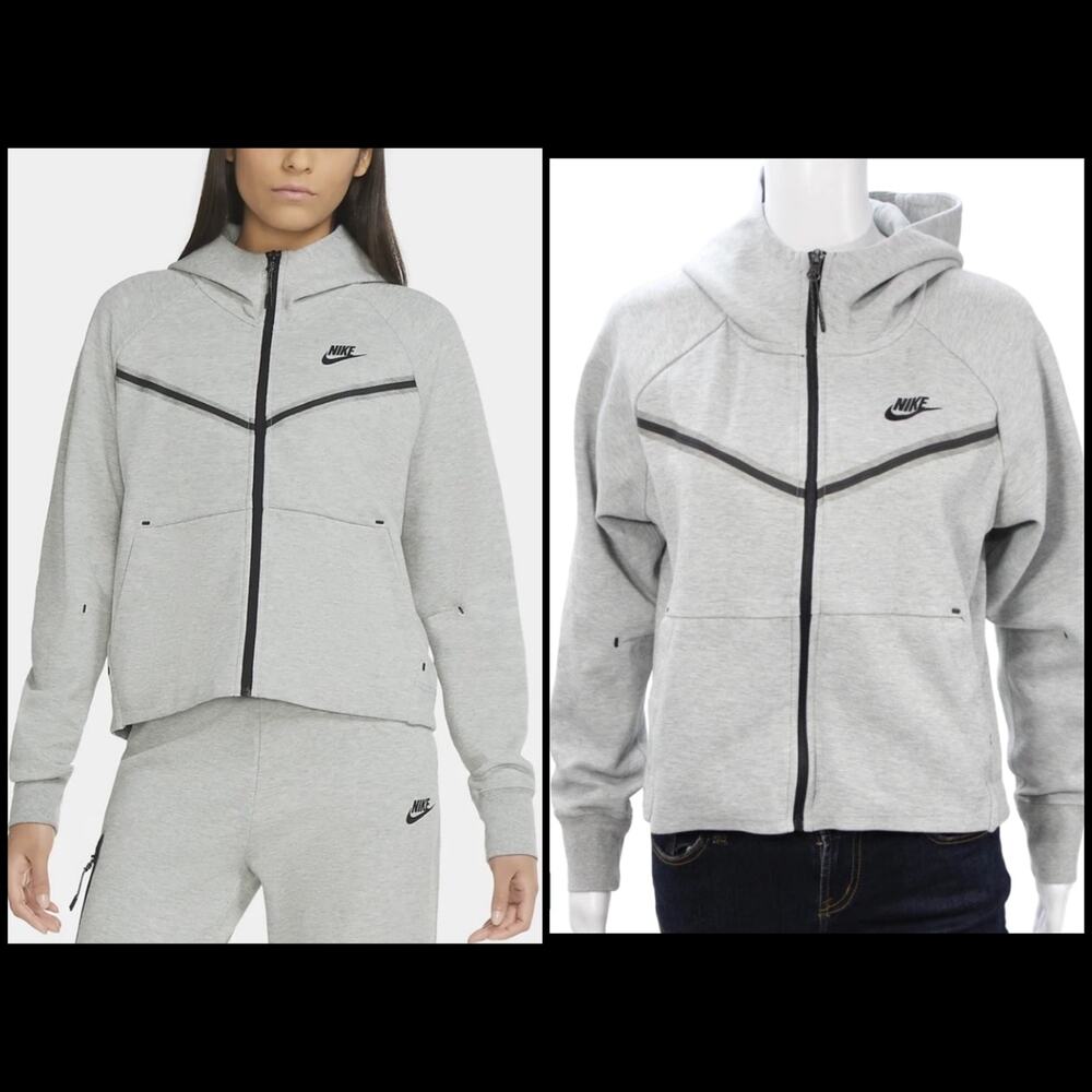 Nike Tech Fleece Zip Hoodie Gray Black S Athleisure Streetwear Training Jacket